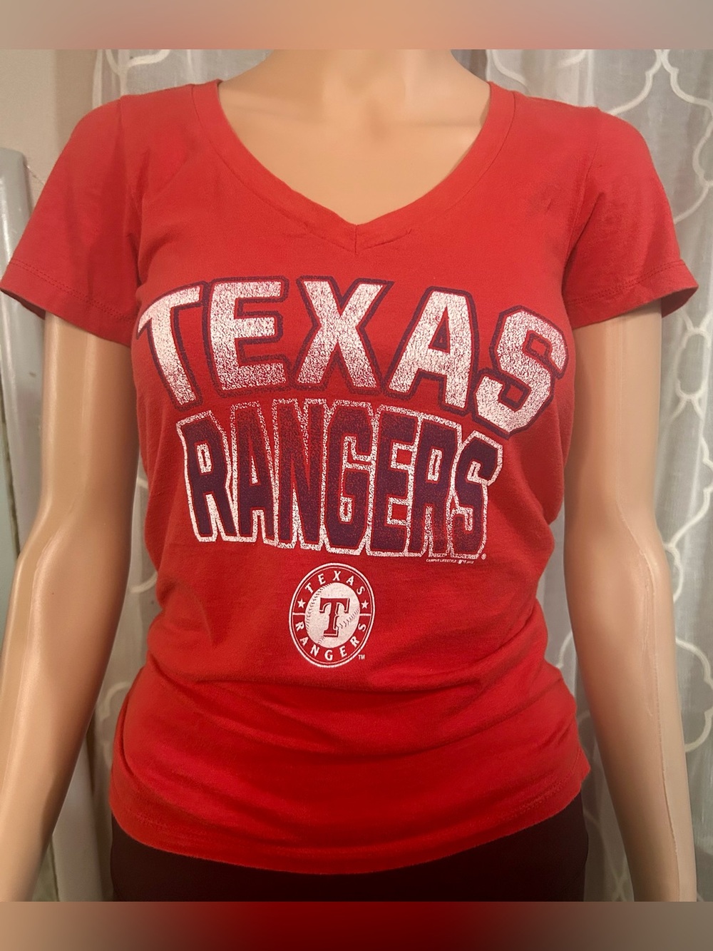 Texas Rangers Red V-Neck T-Shirt
